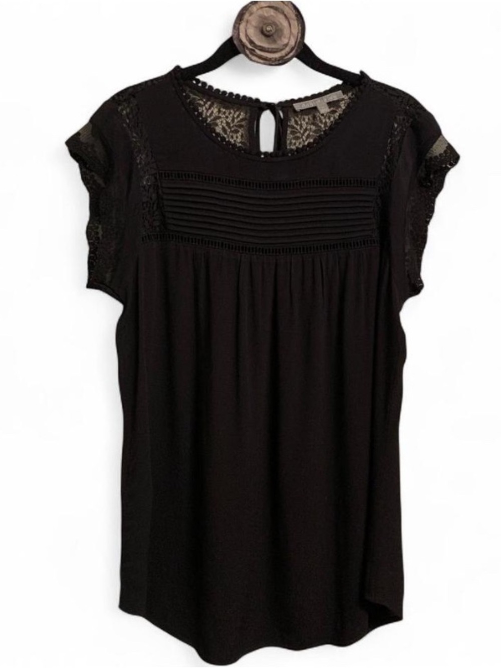 Daniel Rainn Black Lace Pintuck Blouse - Picture 2 of 7